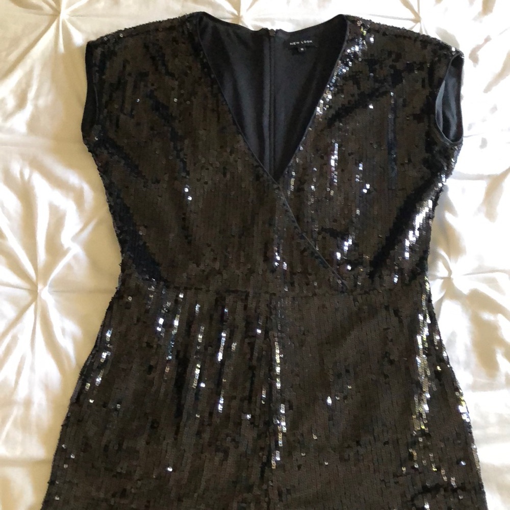 Black sequin slim leg jumpsuit